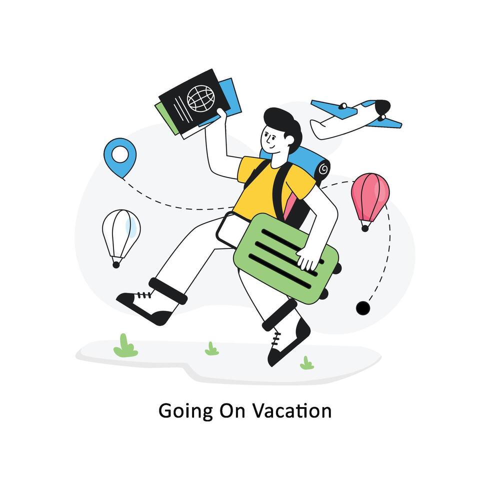 Aller sur vacances plat style conception vecteur illustration. Stock illustration