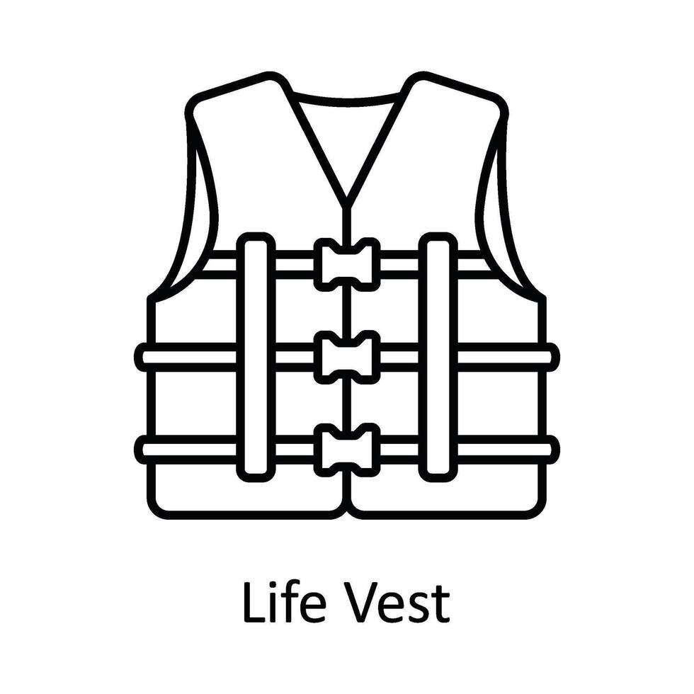 la vie gilet vecteur contour icône conception illustration. fabrication unités symbole sur blanc Contexte eps dix fichier