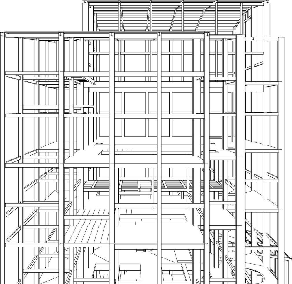 3d illustration de bâtiment structure vecteur