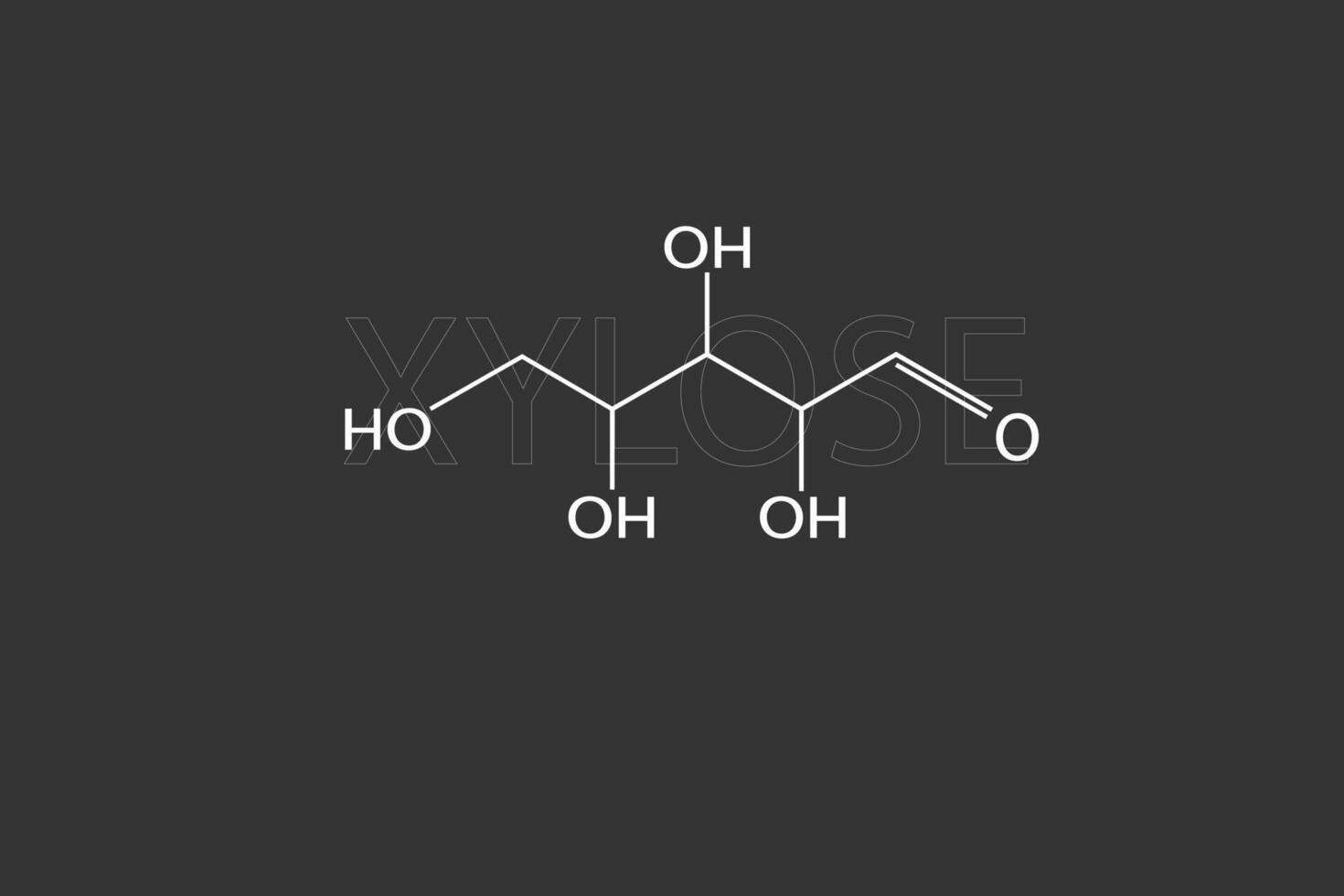 xylose moléculaire squelettique chimique formule vecteur