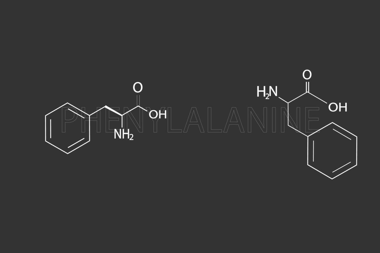 phénylalanine moléculaire squelettique chimique formule vecteur