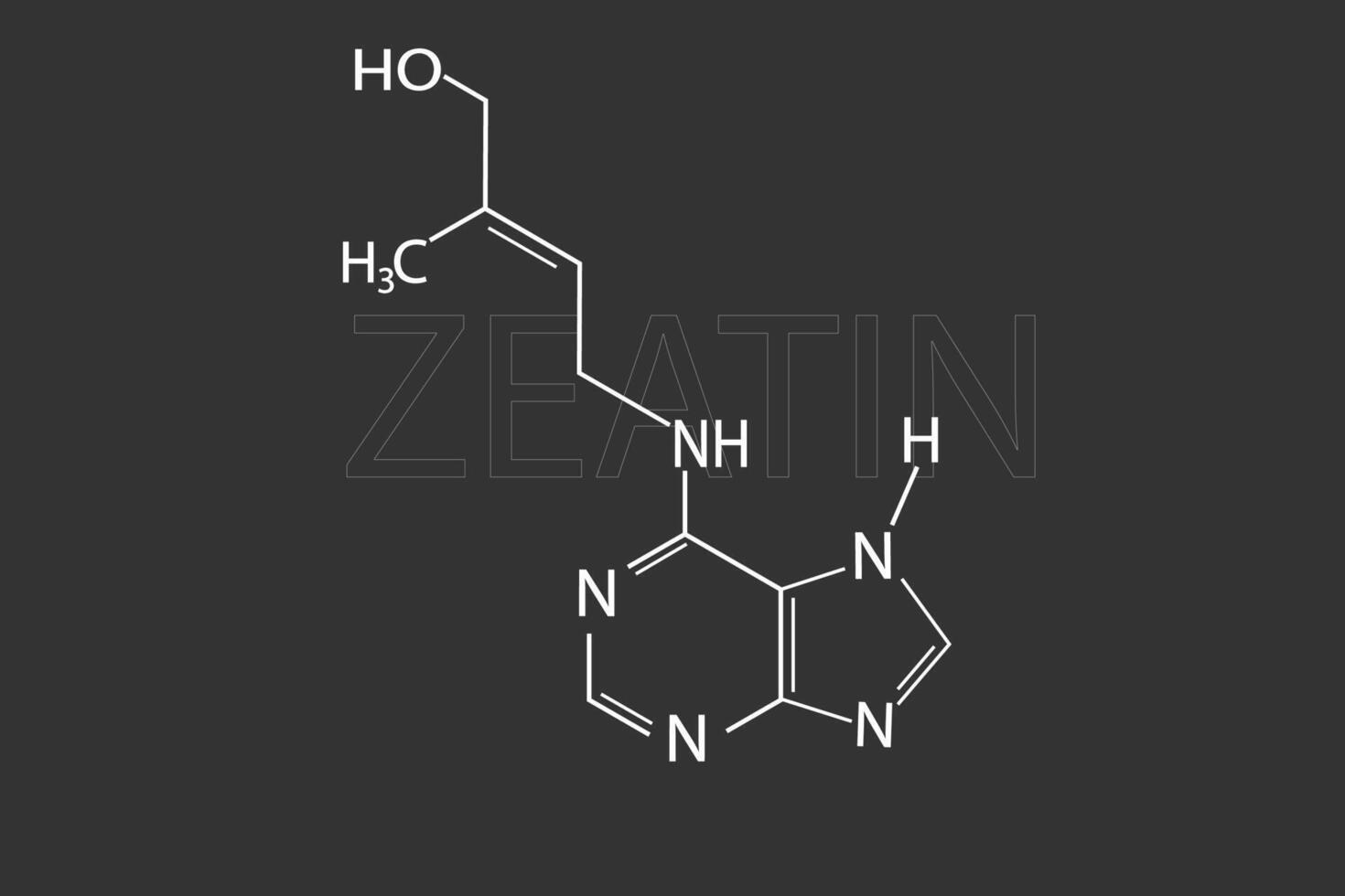 zéatine moléculaire squelettique chimique formule vecteur
