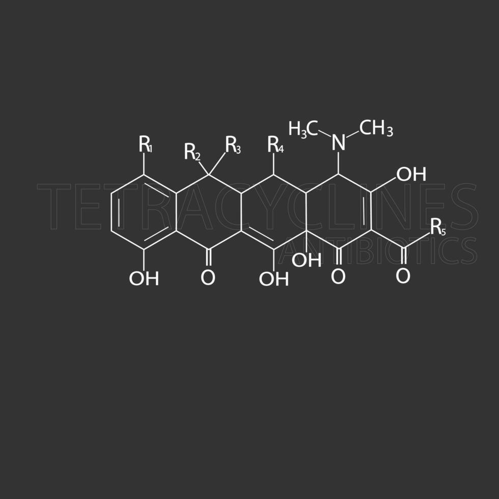 tétracyclines antibiotiques moléculaire squelettique chimique formule vecteur