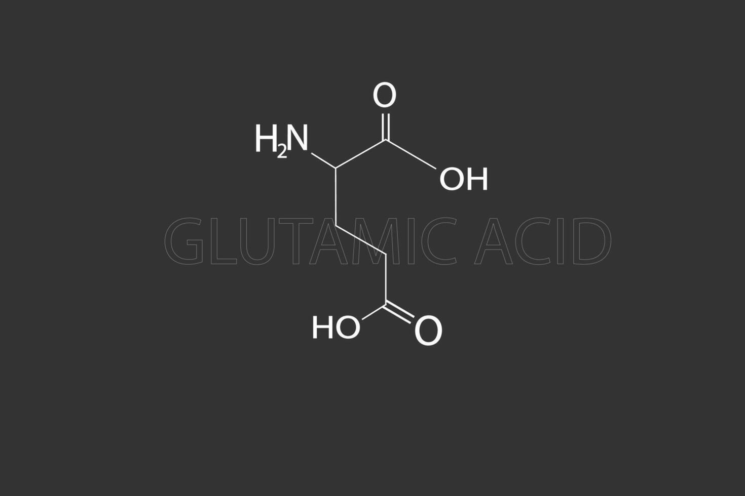 glutamique acide moléculaire squelettique chimique formule vecteur