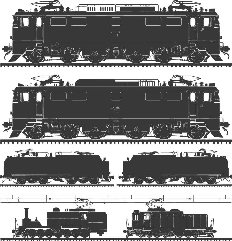 ai généré silhouette électrique train noir Couleur seulement plein vecteur