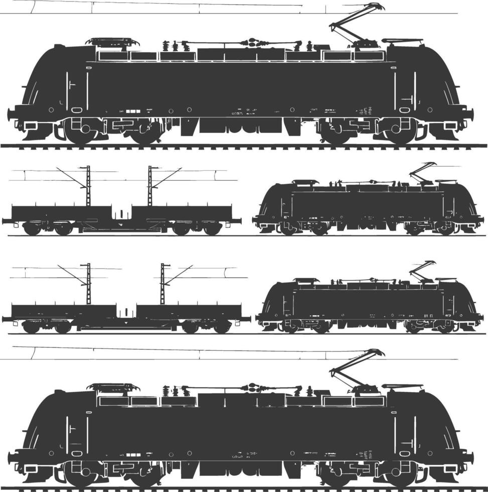 ai généré silhouette électrique train noir Couleur seulement plein vecteur