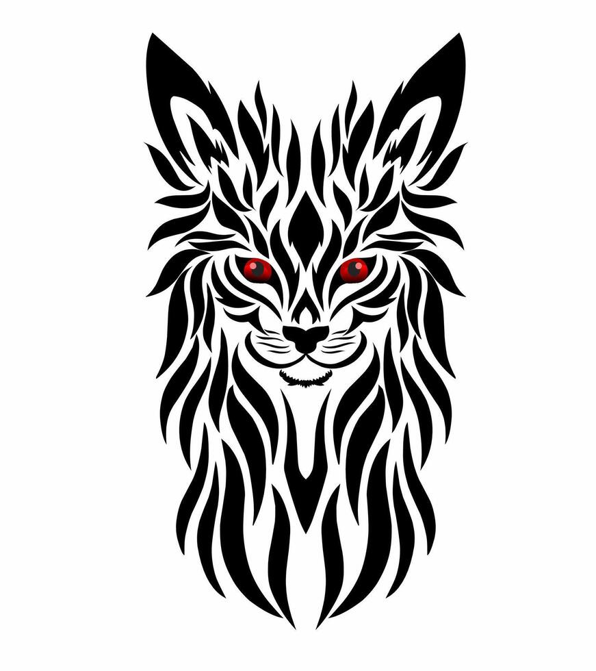 graphique vecteur illustration de tribal art conception chat visage avec rouge yeux pour tatouage