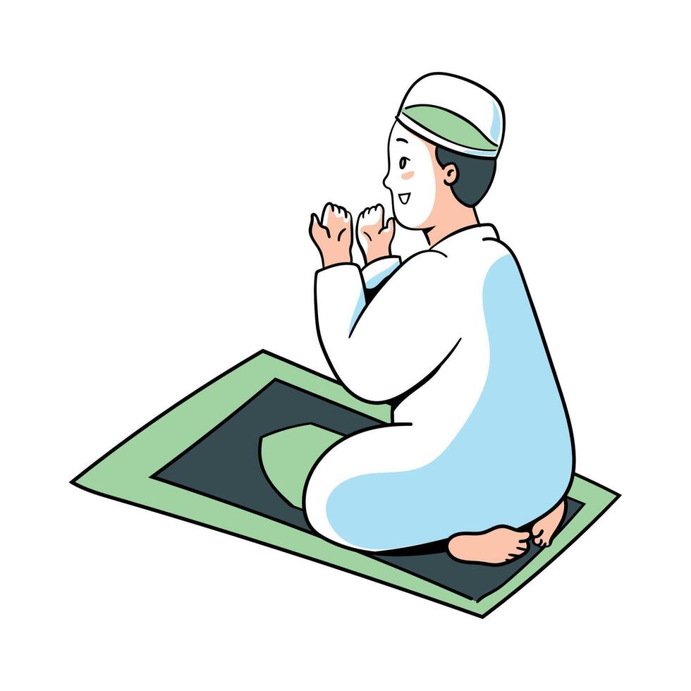 les musulmans prier dans Ramadan kareem mois. main dessiné. vecteur illustration.