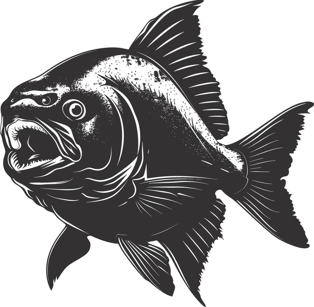 ai généré silhouette piranha poisson animal noir Couleur seulement plein corps vecteur