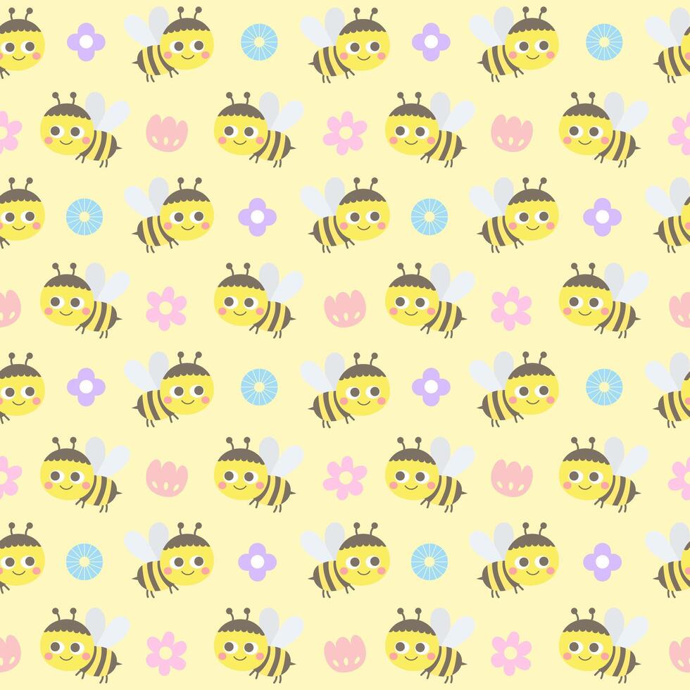 Bonjour printemps mignonne des gamins main tiré mon chéri abeille et fleur les plantes objet vecteur illustration