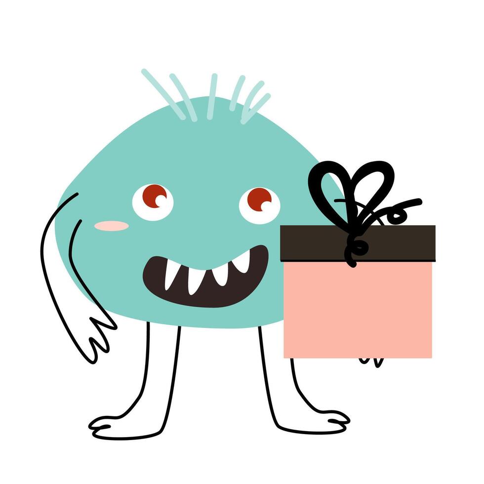 mignonne monstre bébé personnage pour anniversaire carte vecteur