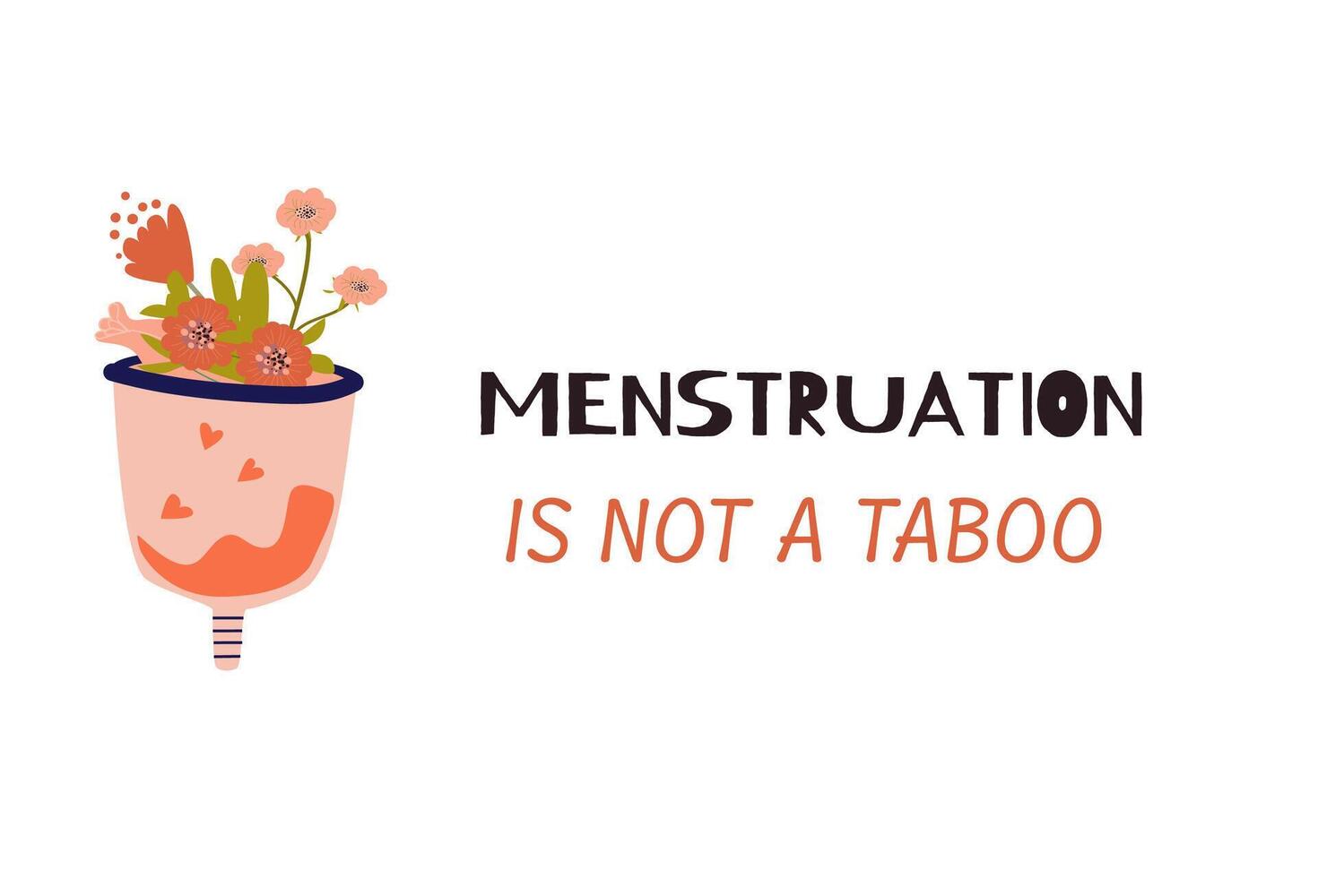 menstruel tasse et caractères menstruation est ne pas une tabou. vecteur illustration isolé.