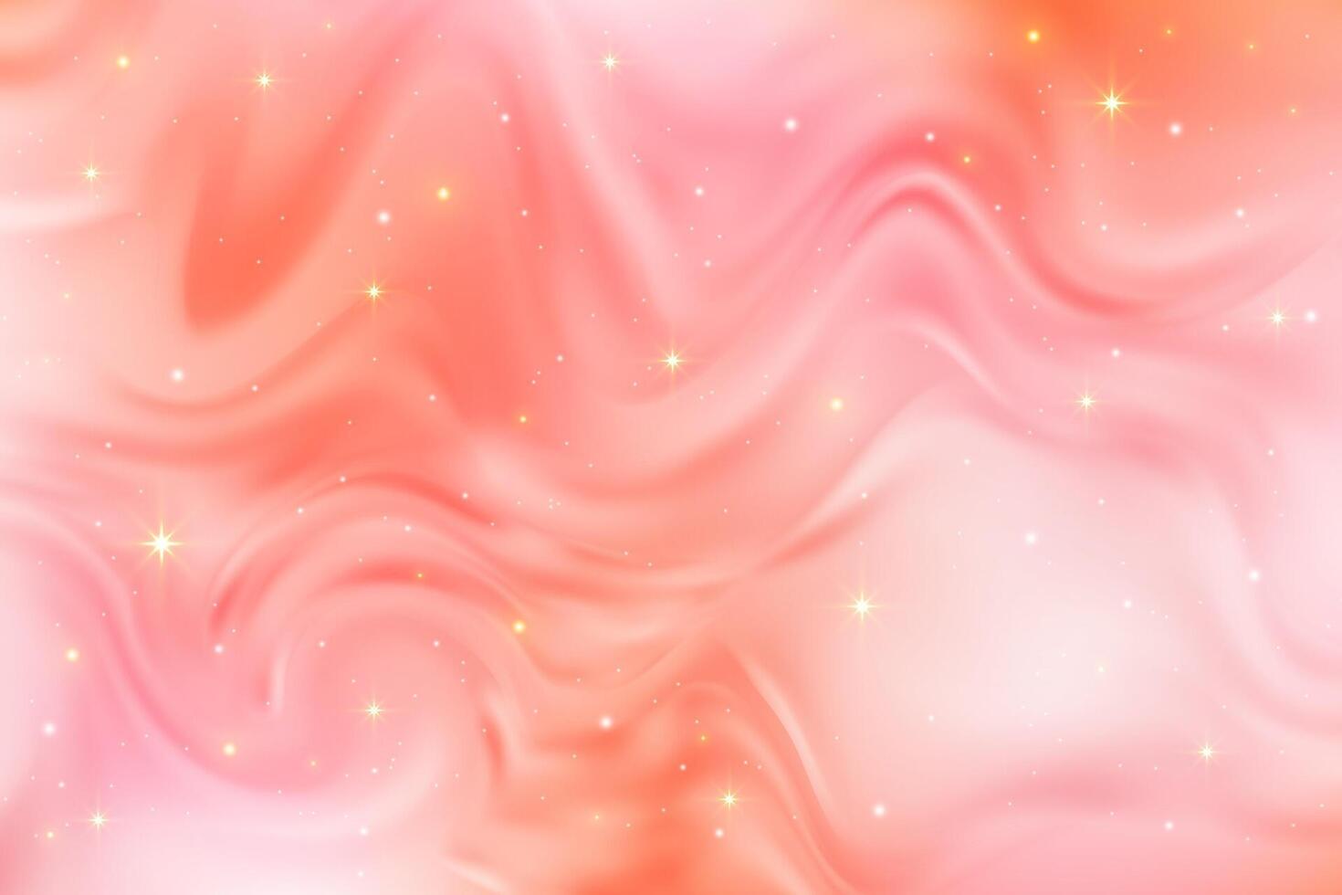 rose pente ondulé Contexte. abstrait flou liquide texture. fluide vecteur pêche espace avec briller et étoiles. dynamique futuriste chaud fond d'écran
