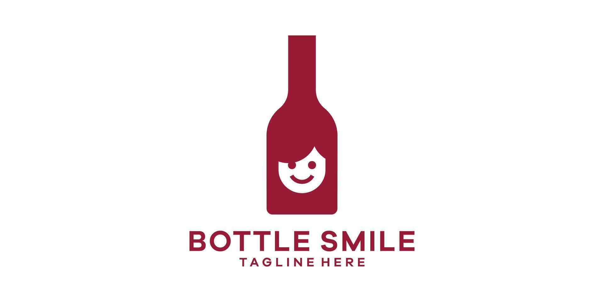 logo conception négatif espace du vin bouteille avec discuter, logo conception modèle, Créatif idée symbole. vecteur