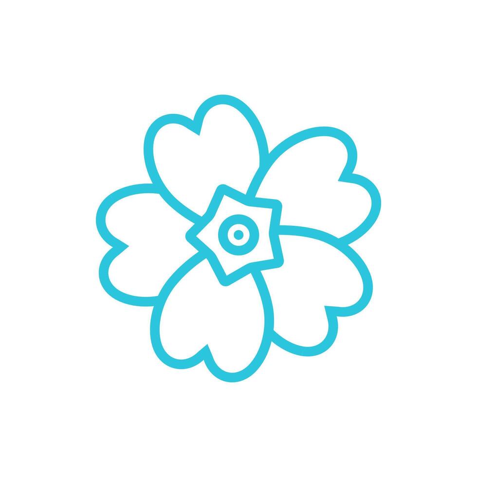 primevère. primevère. primula vulgaire. symbole. premier printemps fleur. de bleu icône ensemble. vecteur
