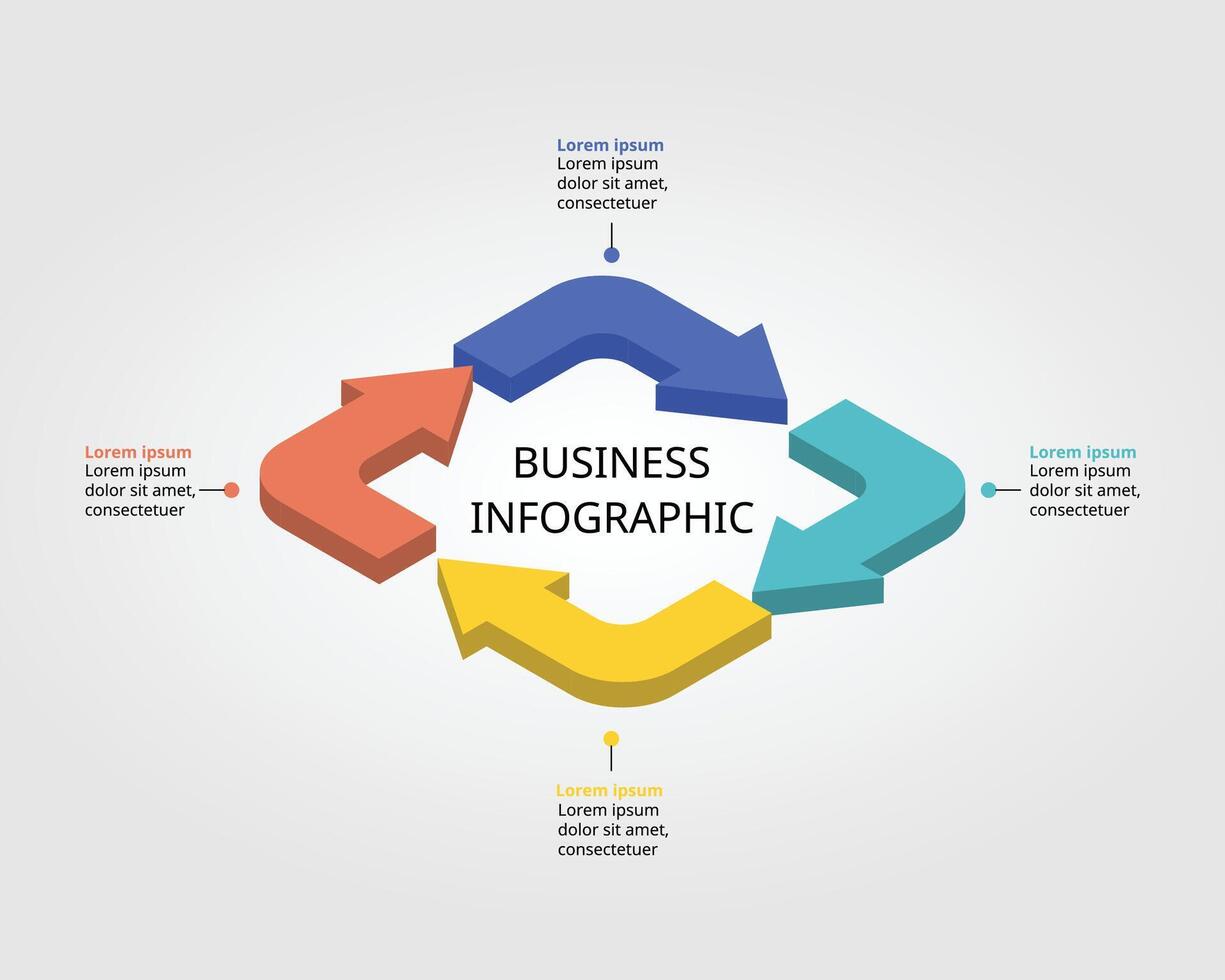 4 La Flèche modèle pour infographie pour présentation pour 4 élément vecteur