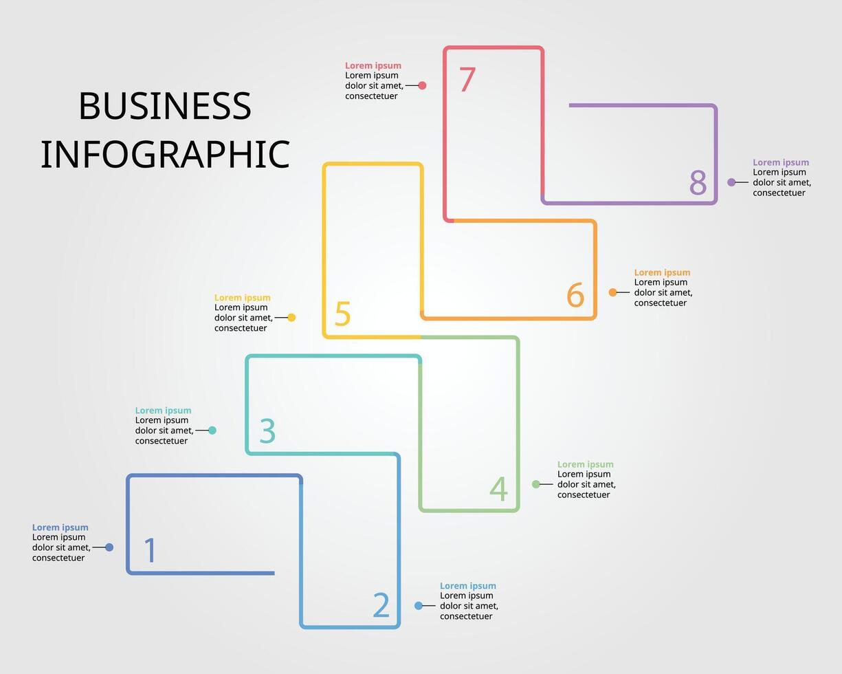 carré chronologie graphique modèle pour infographie pour présentation pour 8 élément vecteur