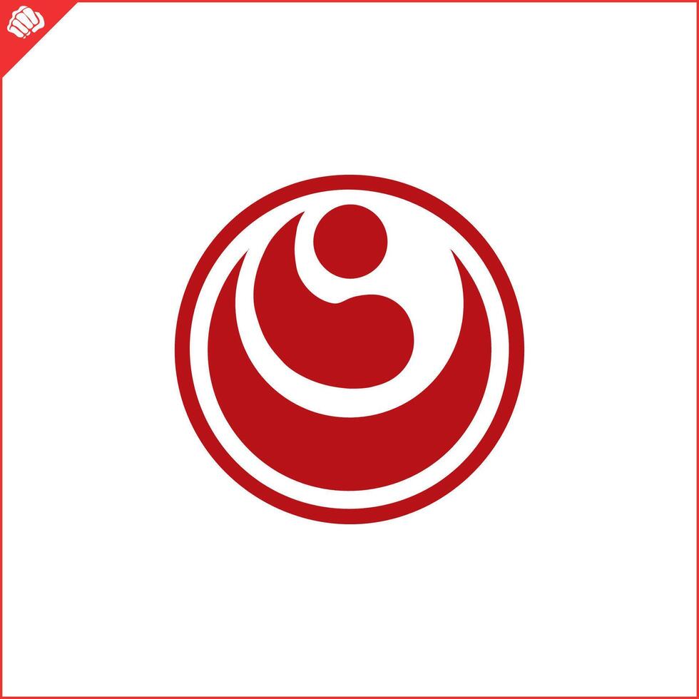 emblème, symbole martial arts. kokoro shinkyokushinkai vecteur
