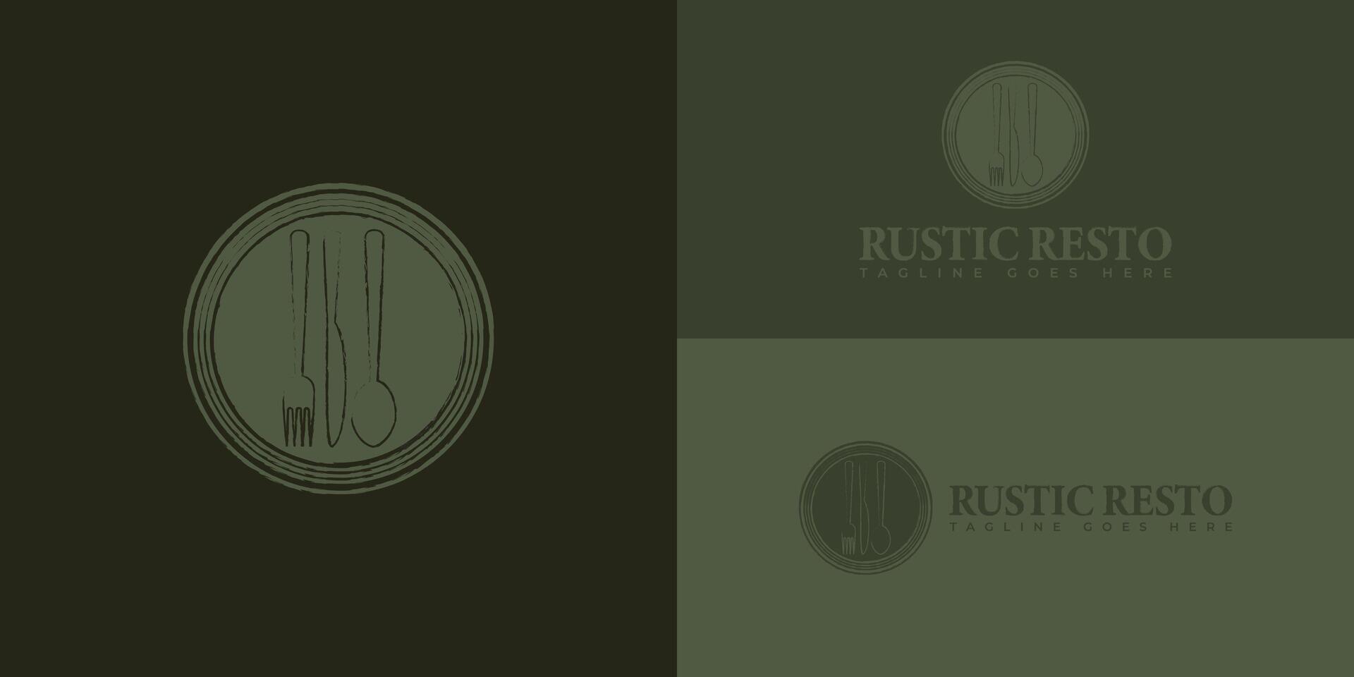 abstrait rustique restaurant logo dans doux vert Couleur présenté avec plusieurs Profond vert Contexte couleurs. le logo est adapté pour nourriture et restaurant affaires logo conception inspiration modèles. vecteur