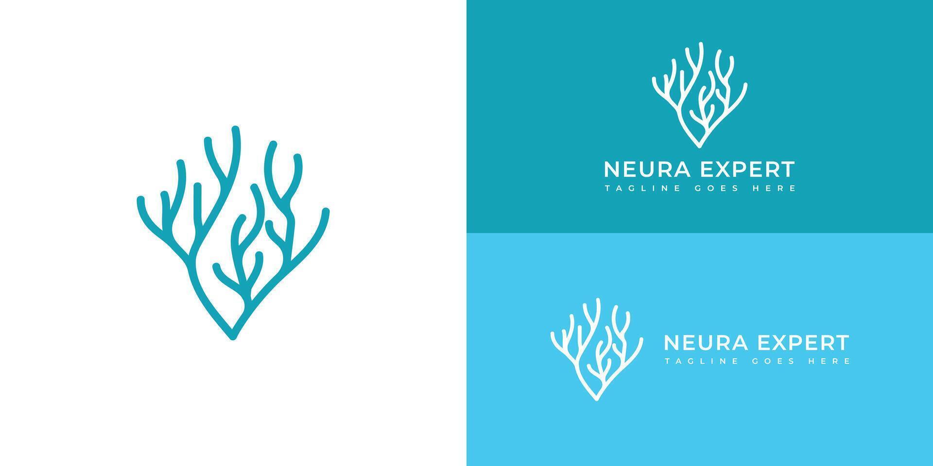 neurone nerf cellule ou corail algue logo dans bleu Couleur présenté avec plusieurs blanc et bleu Contexte couleurs. le logo est adapté pour médical affaires logo conception inspiration modèles. vecteur