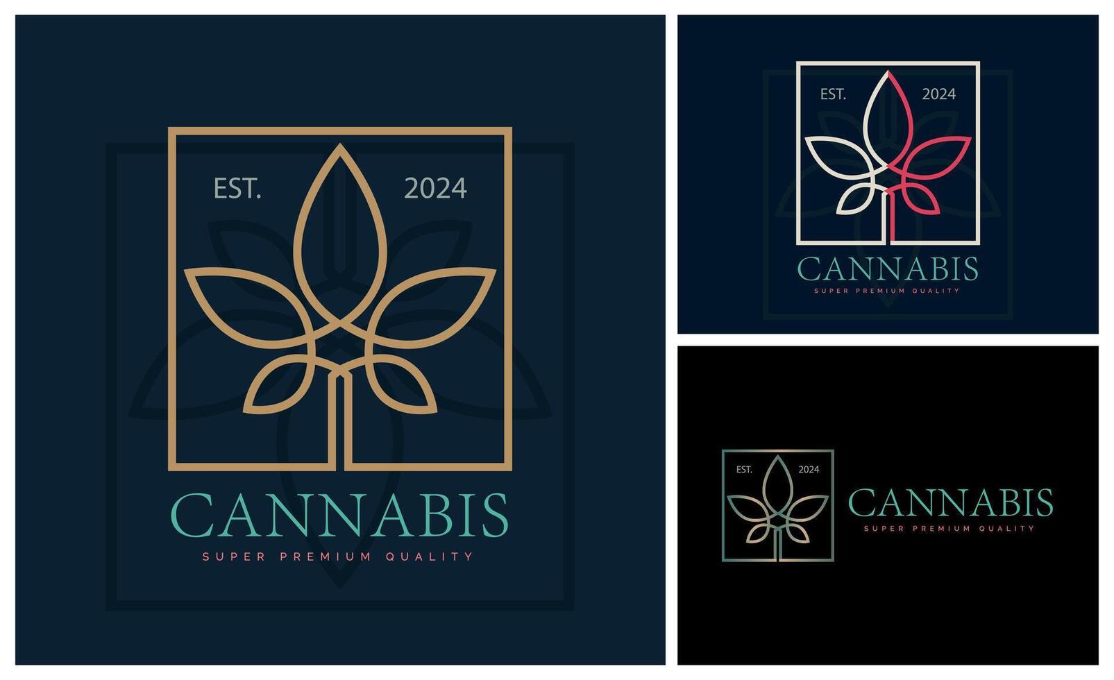 cannabis feuille ligne style luxe logo conception modèle vecteur