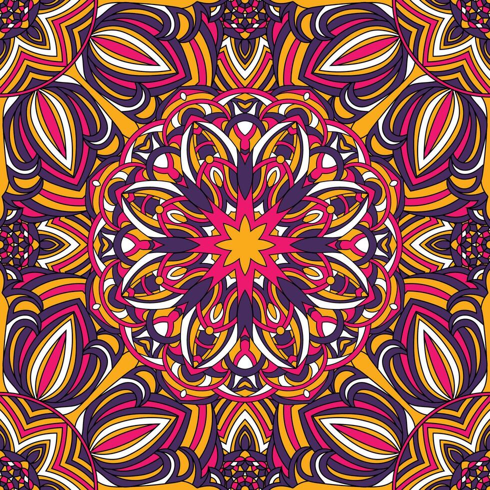 sans couture floral modèle avec mandala vecteur illustration