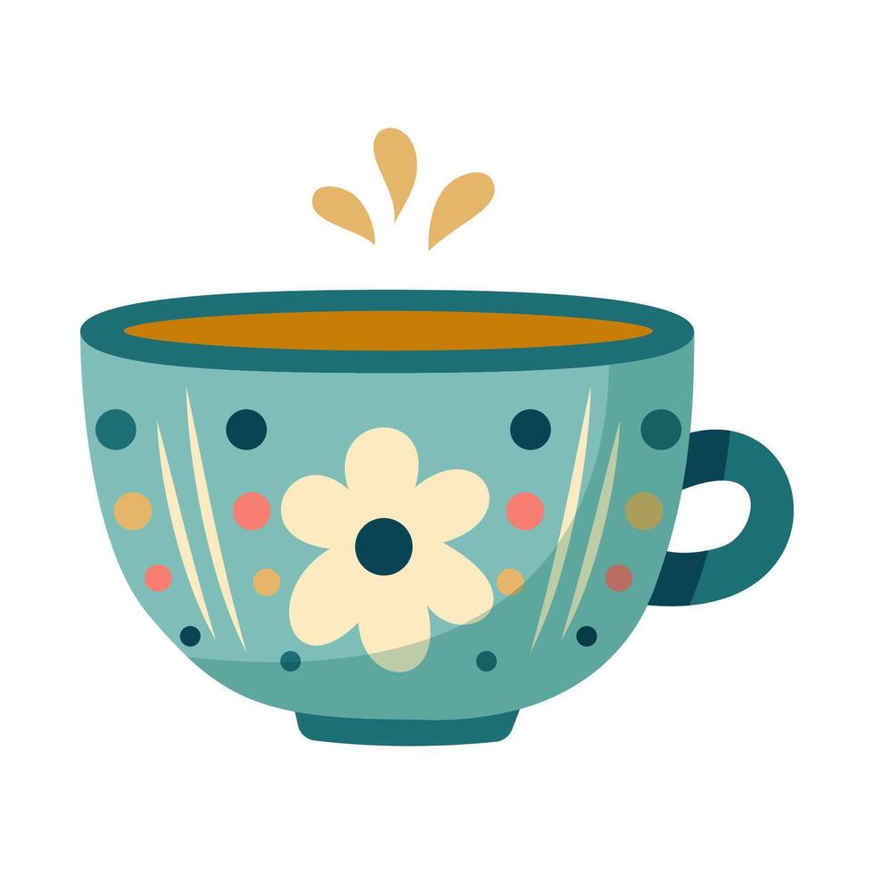 mignonne tasse avec gros fleur vecteur