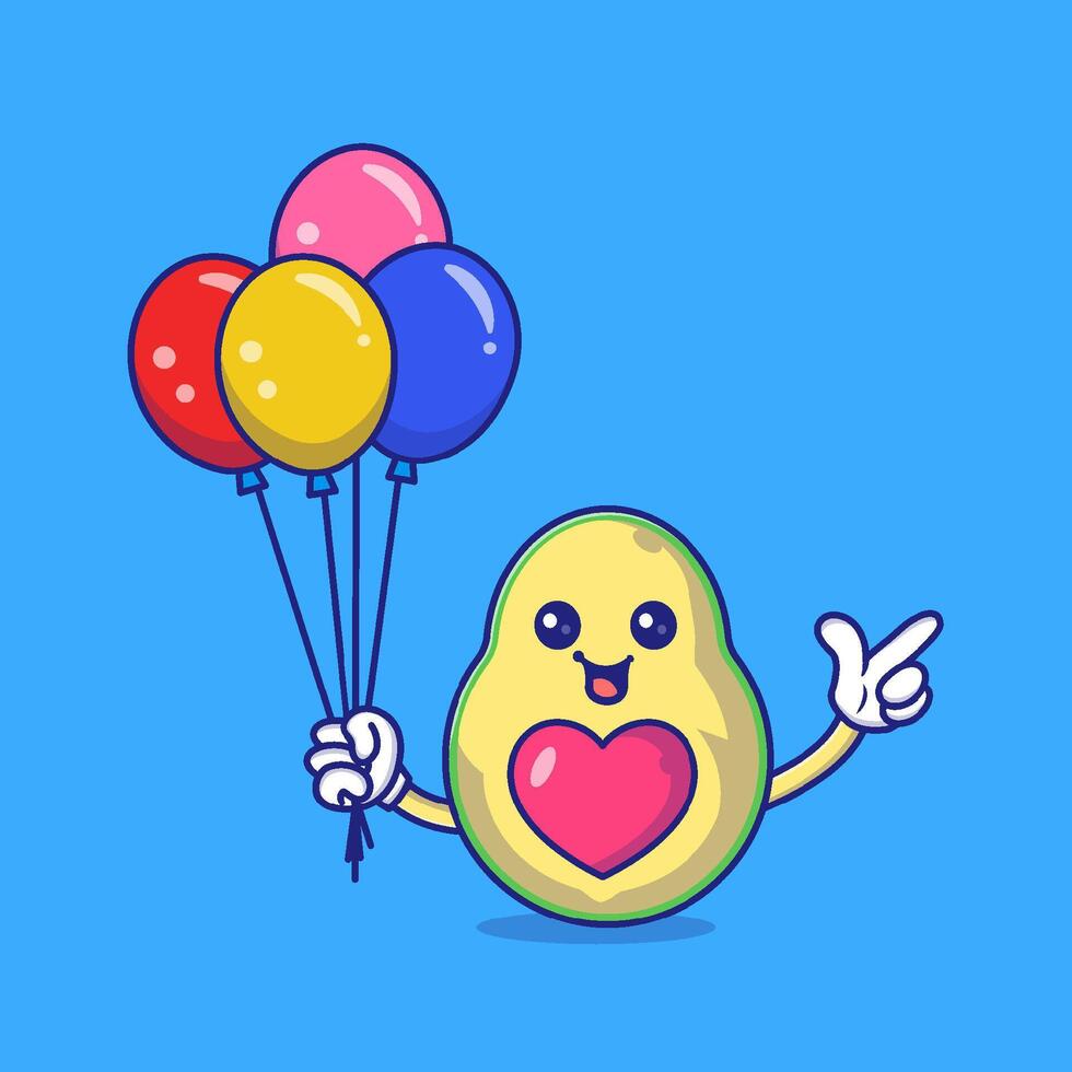 mignonne Avocat en portant des ballons mascotte personnage vecteur icône illustration