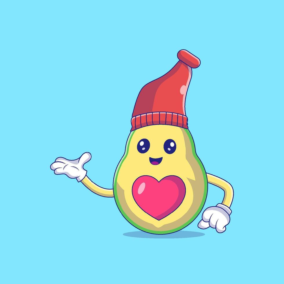 mignonne Avocat portant hiver chapeau mascotte personnage vecteur icône illustration