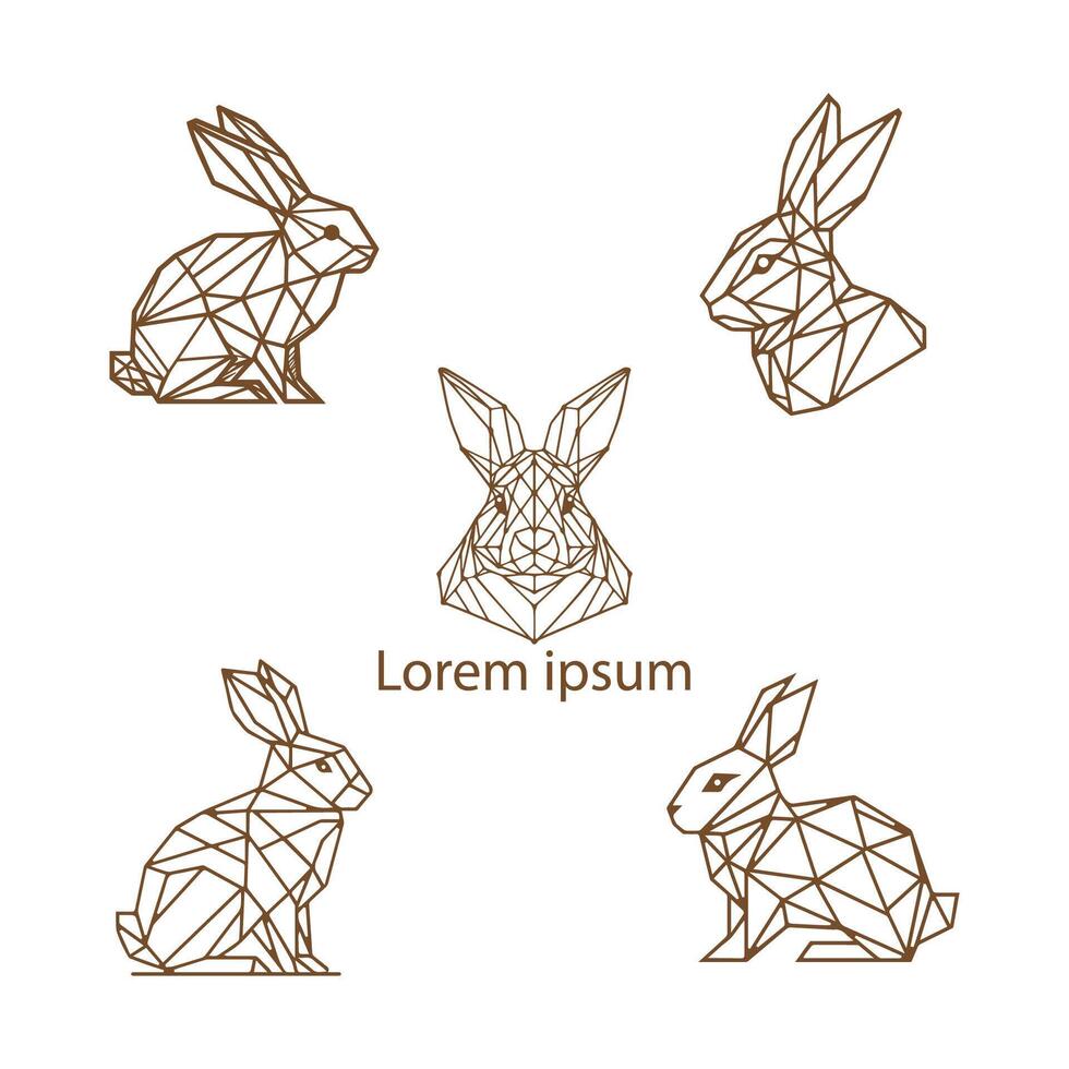 ensemble de géométrique lapin isolé sur blanc Contexte. ancien vecteur conception illustration