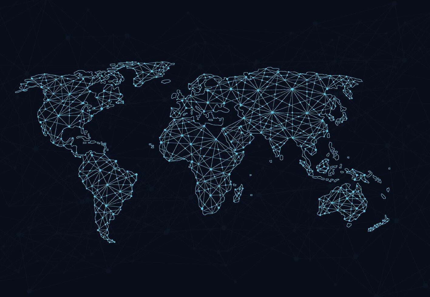 connexion réseau mondiale. concept de composition de point et de ligne de carte du monde du commerce mondial. illustration vectorielle vecteur