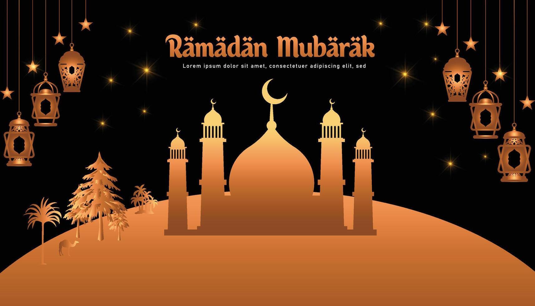 Ramadan kareem jeûne avec traditionnel lanterne pour islamique salutation Contexte vecteur