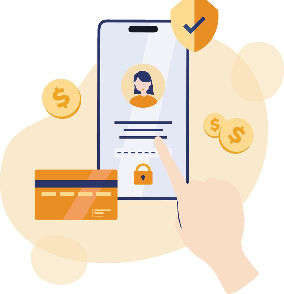 sécurise vérifié Paiement concept. sécurité, confidentiel Les données protection, avec carte et mobile téléphone plat illustration. l'Internet sécurité. pour social médias, mobile application, la toile, atterrissage page, infographie vecteur