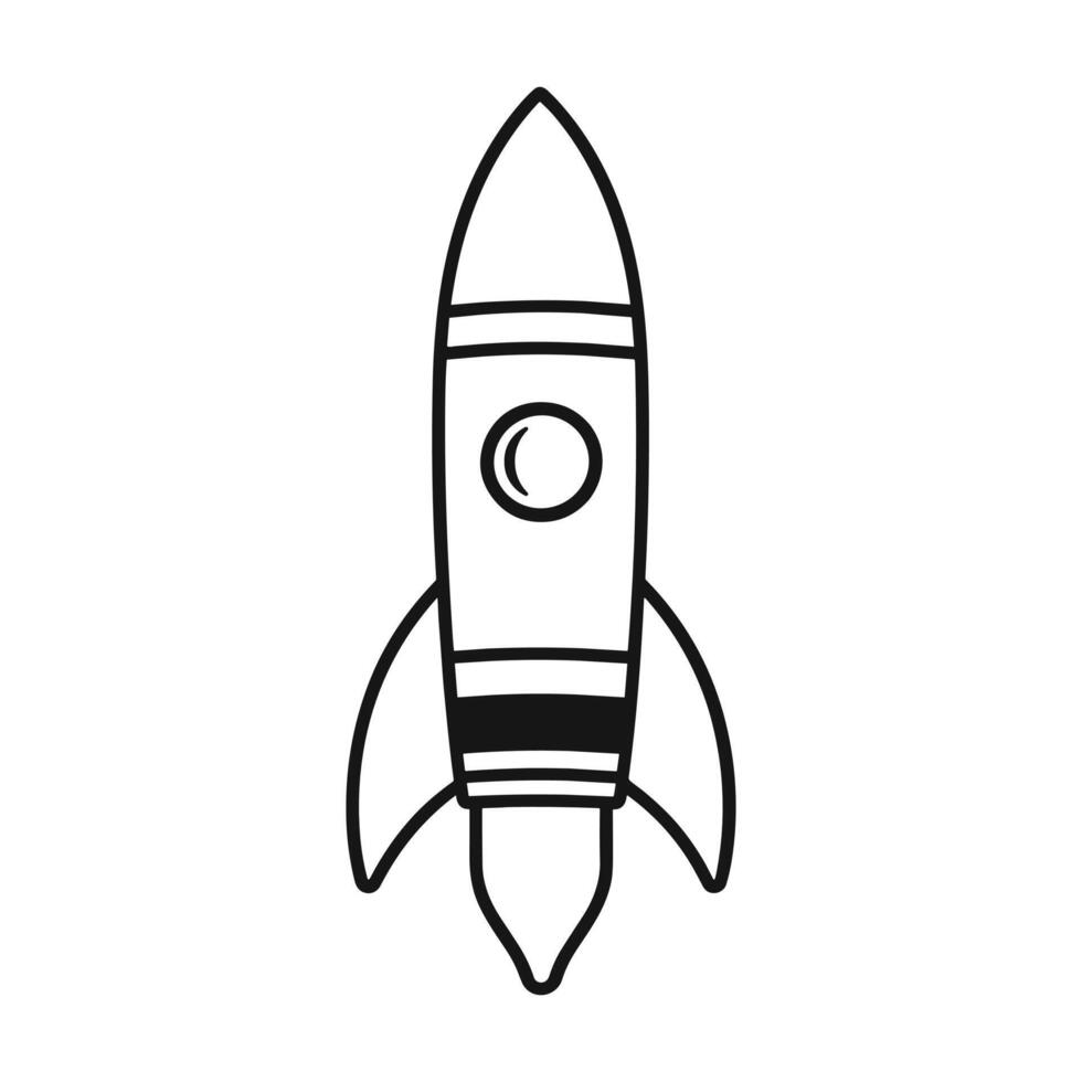 une fusée vaisseau spatial vecteur contour isolé sur une blanc Contexte