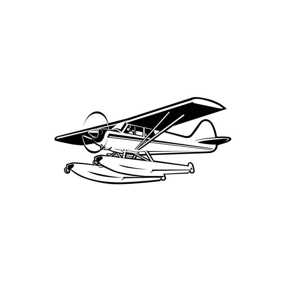 mer avion vecteur isolé. petit amphibie avion vecteur art monochrome silhouette illustration