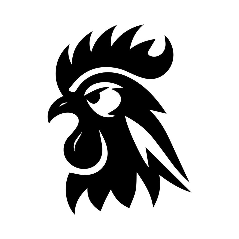 poulet coq mascotte logo silhouette version vecteur