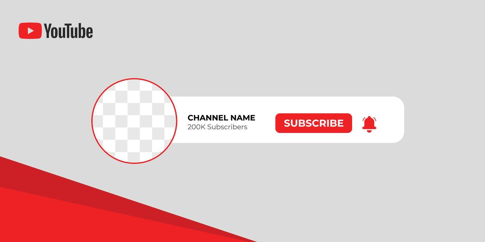 Youtube profil icône interface. souscrire bouton. canal nom. vecteur