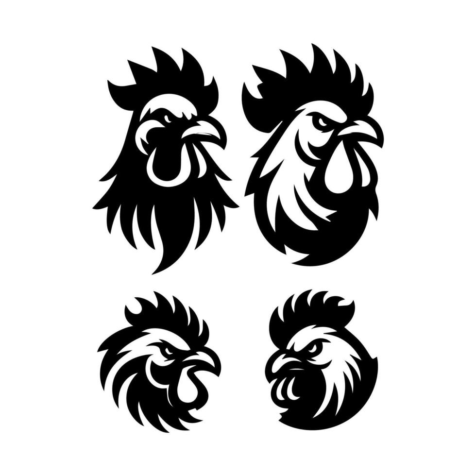 poulet coq mascotte logo silhouette version vecteur