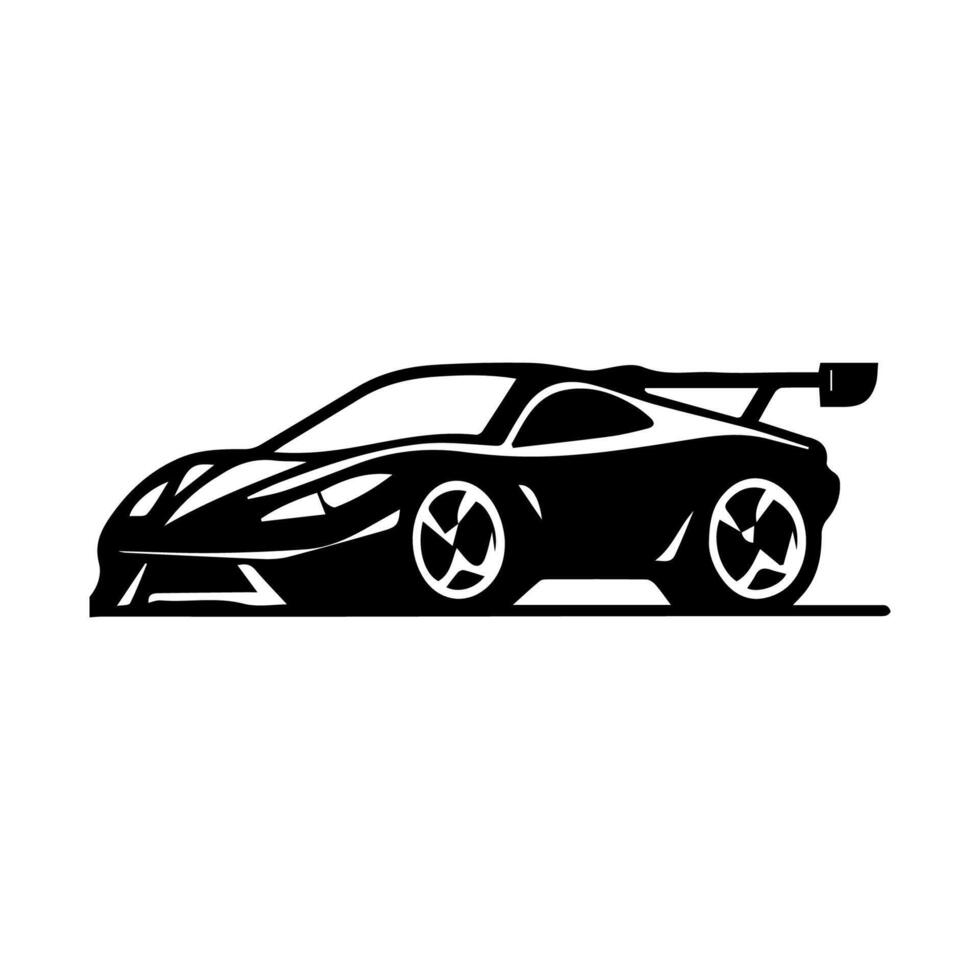 silhouette voitures et sur le route véhicule icône dans isolé arrière-plan, créer par vecteur. vecteur