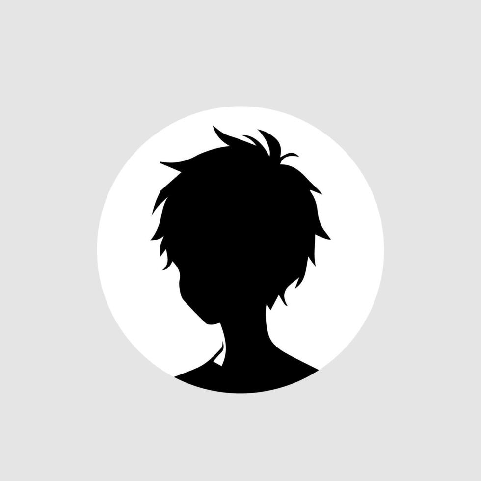 silhouette illustration de une garçon dans anime style vecteur