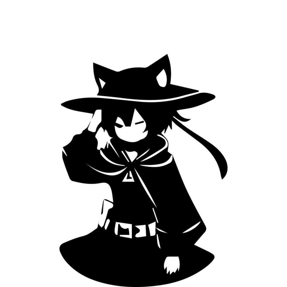 silhouette fille dans anime style vecteur illustration gratuit