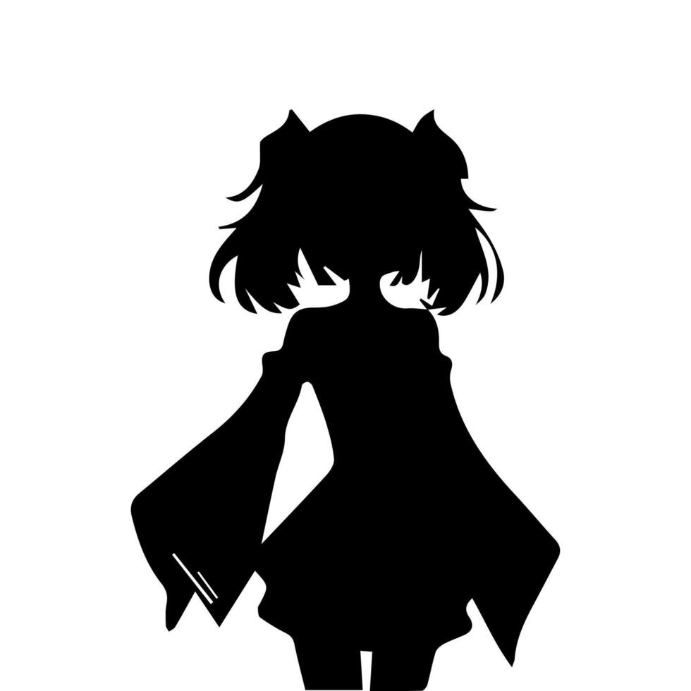 silhouette fille dans anime style vecteur illustration gratuit