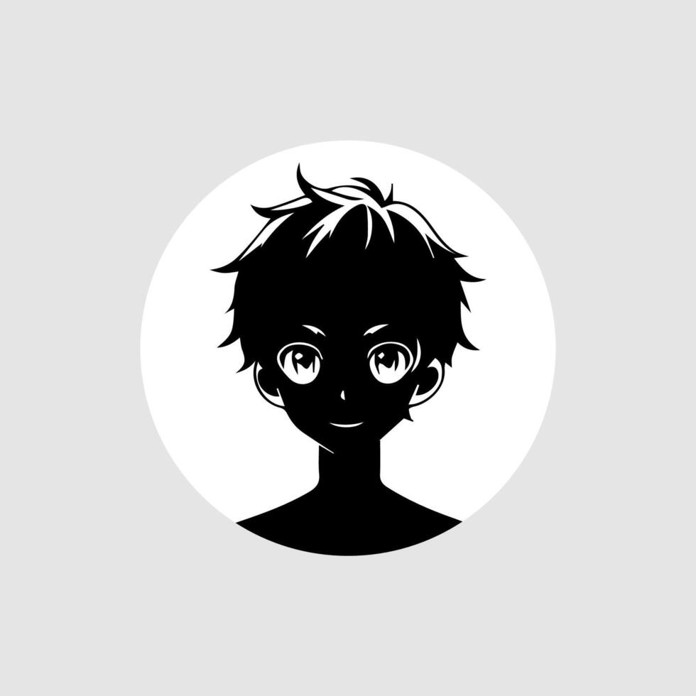 silhouette illustration de une garçon dans anime style vecteur