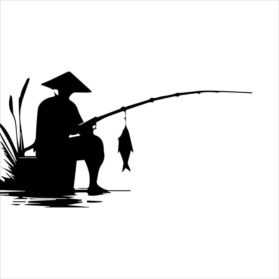 pêcheur. pêcheur jette filage vecteur