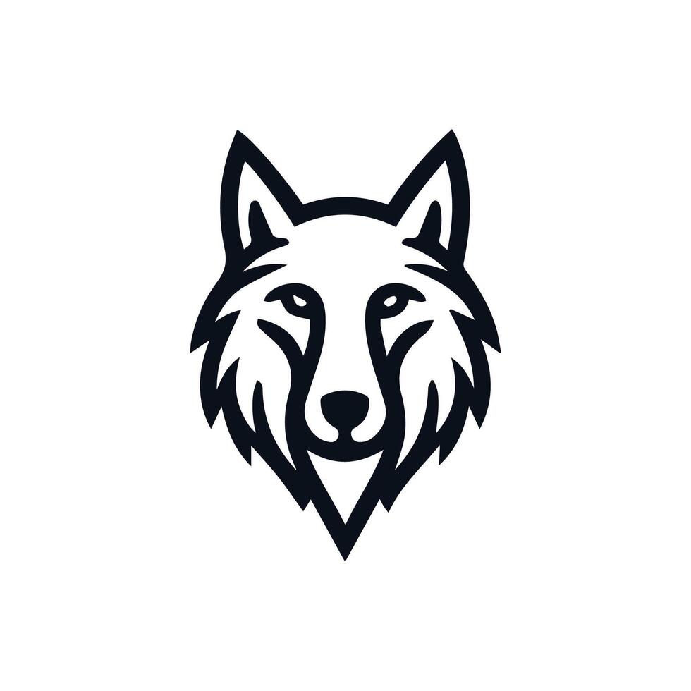 Loup logo de face voir, Loup tête silhouette logo de animal visage clipart. coyote icône chasseur prédateur faune symbole vecteur