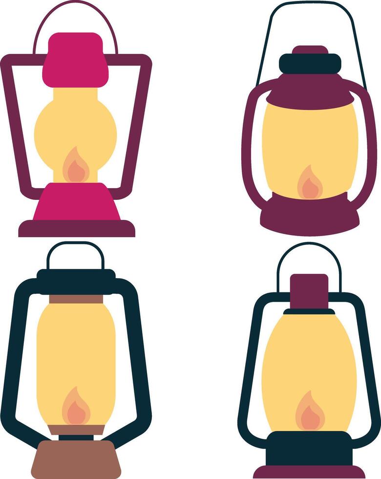 camping lanterne lampe illustration. ancien dessin animé style. vecteur