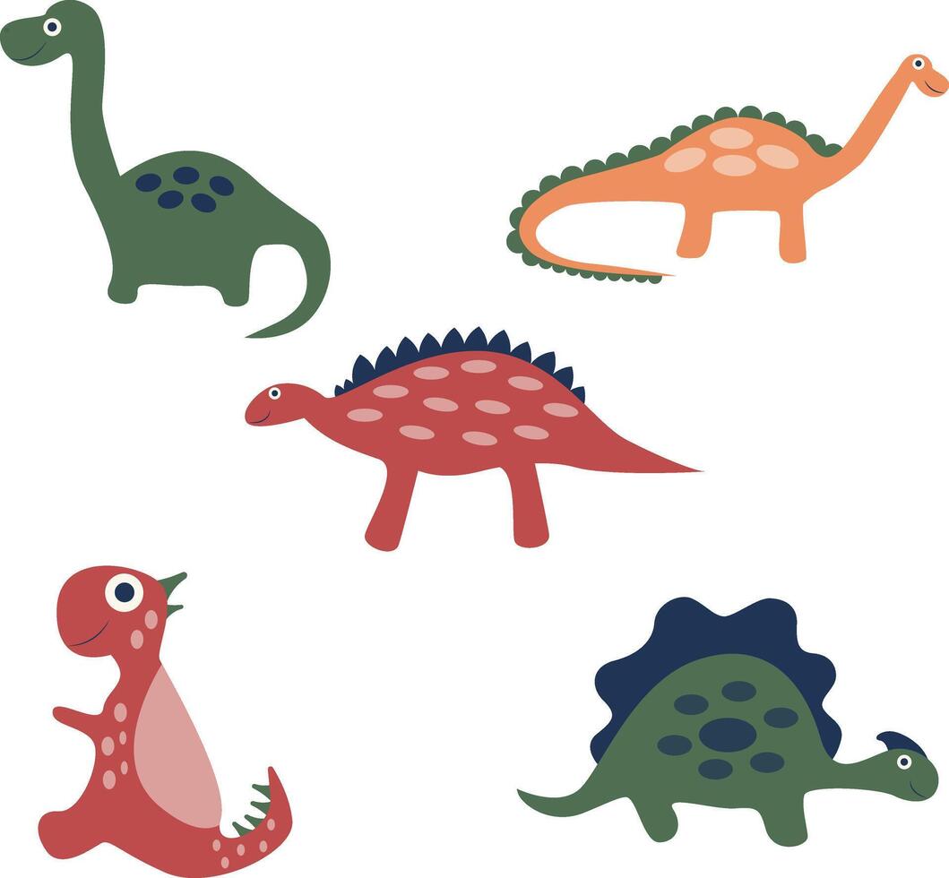 adorable dinosaures illustration. mignonne dessin animé conception. vecteur illustration sur blanc Contexte.