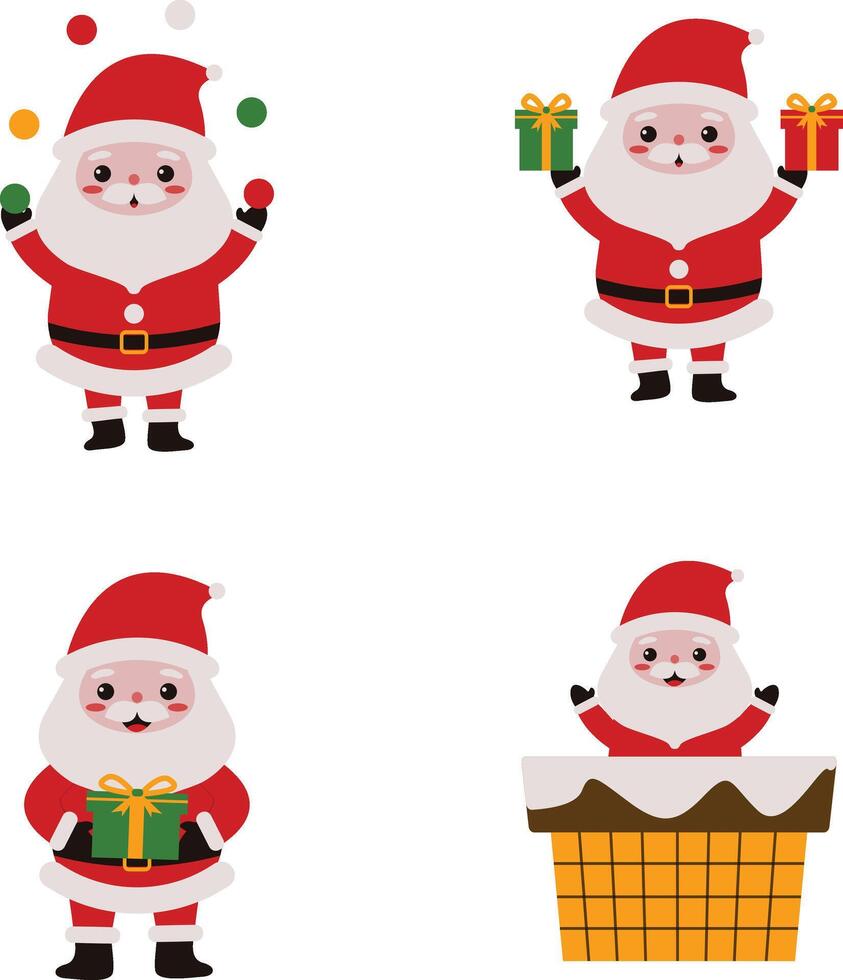 Noël Père Noël chapeau avec dessin animé conception style. personnage collection sur blanc Contexte. vecteur illustration