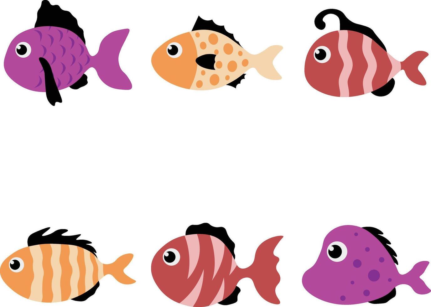 adorable poisson illustration. plat conception style, isolé vecteur ensemble