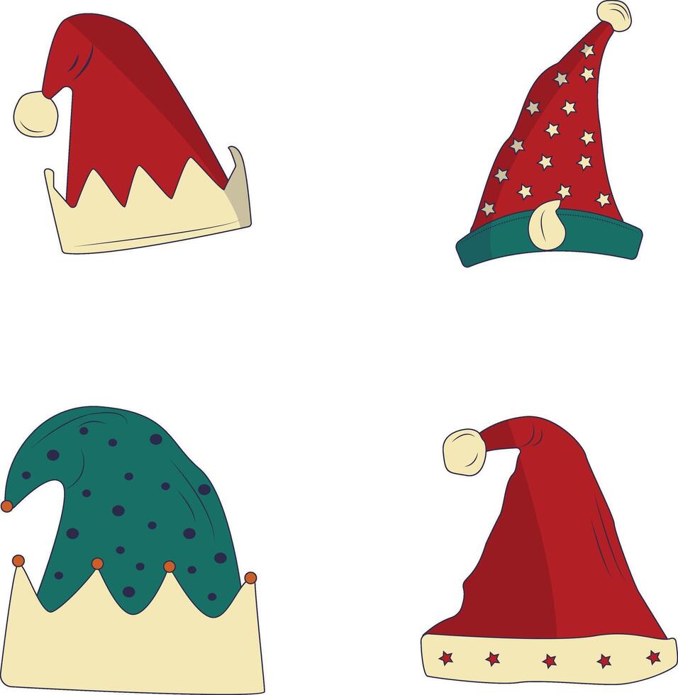 Noël Père Noël chapeau dans coloré conception. isolé vecteur icône